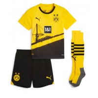 Otroški Nogometni dresi Borussia Dortmund Donyell Malen #21 Domači 2023-24 Kratek Rokav (+ Kratke hlače)